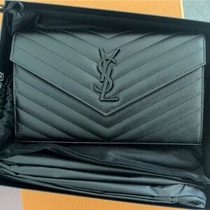 YSL Cassandre Envelope Bag - All Black